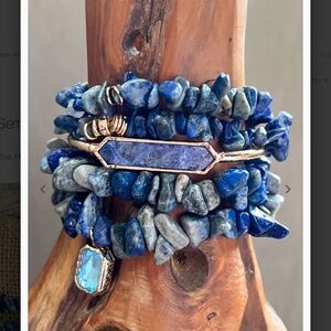 Boho “ Elyse Blue 1 ” 5 Strand Bracelet with Natural Stones and Charms R4B